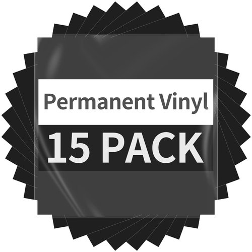 Black Permanent Vinyl - 15 Sheets Glossy Black Adhesive Vinyl 12"x11.8", Black Vinyl Permanent Adhesive Vinyl Sheets for Home Decor Car Decal, Glossy & Waterproof Vinyl Paper for All Cutting Machine