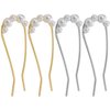 Beaupretty 4pcs French Hair Pin Pearl Hair Forks U Shaped Hair Stick Metal Womens Hair Clips Hair Accessories for Bun