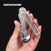Foldable Hairstyling Brush Zinc Alloy Prevent Static Pocket Mini Men Oil Hair Comb Hairdressing Comb Portable Suitable for Home Hair Salon or Travel(Silver)