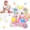 Ryotagift Baby Bilingual Musical Elephant Stuffed Animals Toys,Infant Early Learning Toys with Light-Up Music & Crinkle,Tummy Time Toys for 0 3 6 9 12+ Months for Baby Boy Girl Gift,Pink