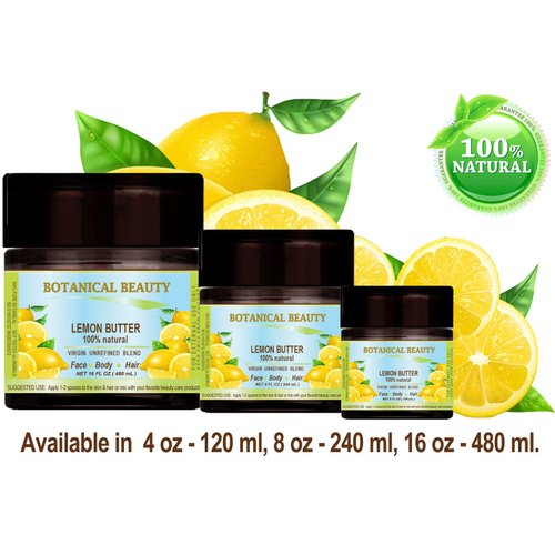 LEMON OIL BUTTER RAW Lemon essential Oil, Lime essential oil, Soybean Oil.100% Natural VIRGIN UNREFINED. 8 Fl oz - 240 ml. For Skin, Hair, Lip and Nail Care by Botanical Beauty