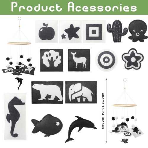 Baby Crib Mobile Black and White Mobile for Baby Baby Nursery Crib Mobile Black Baby Mobile Baby Handmade Mobiles Decor for Baby Shower Gifts Baby Cribs Ceiling Hanging Decorations 2 Styles