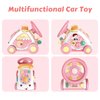 Toys for 1+ Year Old Girls - First Birthday Gift for Girls- Music Toddler Toys with Car/Sound/Music/Steering Wheel/Telephone/Lights Multi-Functional Car Early Educational Birthday Gift for Girl