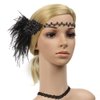 1920's Flapper Headband Great Gatsby Leaf Medallion Pearl Headpiece Bridal Tiara Hair Accessories (black)