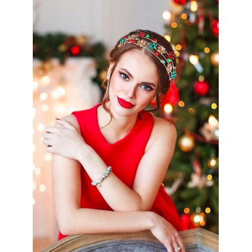 Christmas Headbands for Women Snowflake Hairband Snowflake Tiara Hair Hoop Headpiece Accessories Holiday Party Favors Gifts (snowflake bow beads hairband)