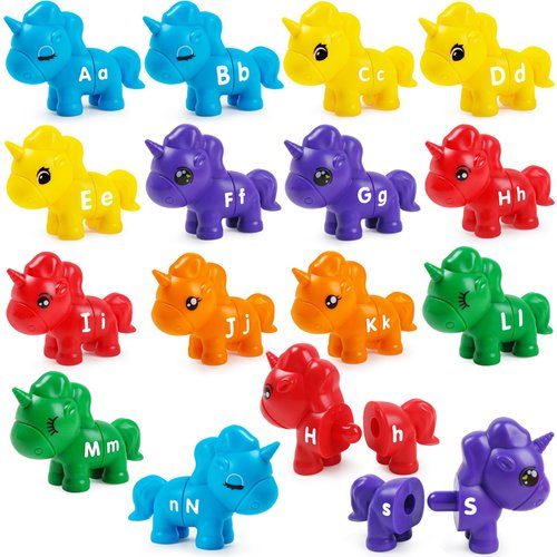 Matching Letters Fine Motor Toy Double-Sided ABC Alphabet Match Game with Uppercase Lowercase Preschool Educational Montessori Learning Toys Gifts for Toddlers (13Pcs)