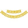 Pre-Strung Happy Birthday Banner - NO DIY - with Shiny Letters Glitter FELIZ CUMPLEAÑOS DECORATIONS Banner for Gold Birthday Party Decorations and Supplies