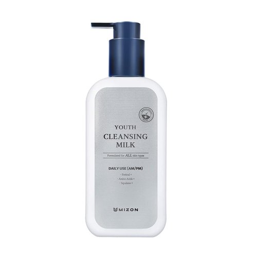 MIZON Youth Cleansing Milk - Gentle Face Cleanser with Retinal, Aminoacids, Squalane, Korean Skincare (200ml/6.76 fl.oz.)