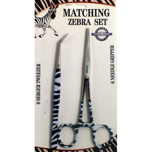 Tooltron Matching Zebra Sewing Needle Set, Tweezer and Gripper