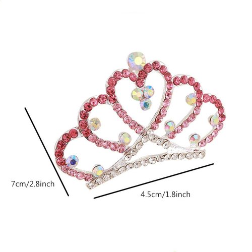 RUITASA Princess Tiara Comb, 2PCS Pink Crown Comb, Mini Crown Rhinestone Hair Comb for Women and Girls