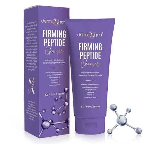 Dermaxgen Firming Peptide Cleanser – 5fl oz Multi-Peptide Facial Cleanser with Vitamin C and Hyaluronic Acid – Anti-Aging Gentle Cleanser for Face – Hydrating Face Cleanser for All Skin Types