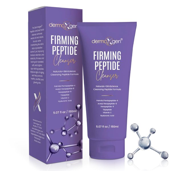Dermaxgen Firming Peptide Cleanser – 5fl oz Multi-Peptide Facial Cleanser with Vitamin C and Hyaluronic Acid – Anti-Aging Gentle Cleanser for Face – Hydrating Face Cleanser for All Skin Types