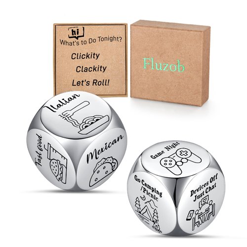 Fluzob Funny Valentines Day Gifts for Him Boyfriend Husband Her Wife Girlfriend Anniversary Birthday Women Men Date Night Dice Gag Gifts for Couples Food Dice Christmas Stocking Stuffers Basket