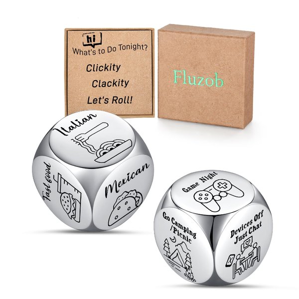 Fluzob Funny Valentines Day Gifts for Him Boyfriend Husband Her Wife Girlfriend Anniversary Birthday Women Men Date Night Dice Gag Gifts for Couples Food Dice Christmas Stocking Stuffers Basket