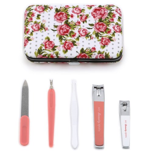 My Beauty Spot Manicure Set Soft Touch Manicure Kit For Women 6pcs Stainless Steel Travel Nail Kit With Case Beauty Care Essentials Collection