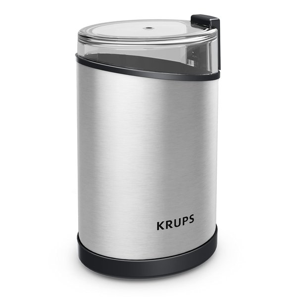 Krups Fast-Touch Stainless Steel Coffee and Spice Grinder 3oz, 85 gr bean hopper Easy to Use, One Touch Operation 200 Watts Coffee, Espresso, French Press, Spices, Dry Herbs, Nuts, 12 cups Silver