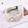 Yonchic Top Knotted Headband for Women Girls, Wide Fashion Headbands with Knot for Women’s Hair, Cute Thick Fabric Non-Slip Hair Bands (White)