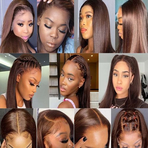 Light Brown Straight Bundles Human Hair Color 4 Straight Bundles Human Hair Dark Brown Bundles 22 22 22 inch Double Weft Brazilian Remy Hair Extensions Silky and Soft for Black Women