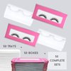 NEW-Empty Lash Boxes for Wholesale- 100 Pcs - 50 Trays/50 Empty Eyelashes Box Packaging- Soft Paper Lash Box Holographic Design for 25MM 3D Mink Strip Lashes (Hot Pink/Silver Metallic)