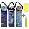 Kvvdi 3 Pack 16 oz - 21 oz Neoprene Water Bottle Sleeve 16.9oz Portable Bottle Cooler Cover Holder Strap for Outdoor - 3 Blue