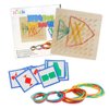 Kizh Wooden Geoboard Math Manipulative Material Graphical Geo Board Montessori Educational Toys Array Block Pattern Cards and Rubber Bands STEM Puzzle Matrix 8x8 Brain Teaser Toys
