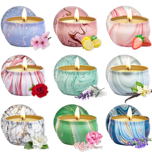 Candle Gifts for Women, Scented Candles Gift Set, 2.5oz 9 Pack Aromatherapy Candles for Home Scented, Christmas Candles Bulk, Birthday Gifts for Mom, Wife, Natural Soy Wax Jar Candles