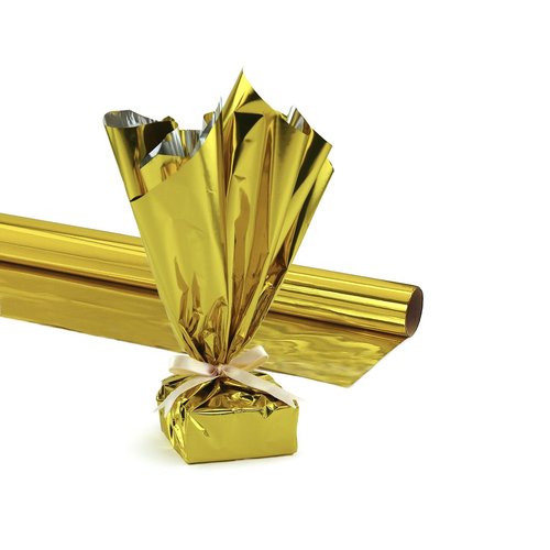 Hygloss Products Mylar Gift Wrap Roll - Great for Gift Bags, Baskets – 24 Inch x 8.3 Feet, Gold (n/a)