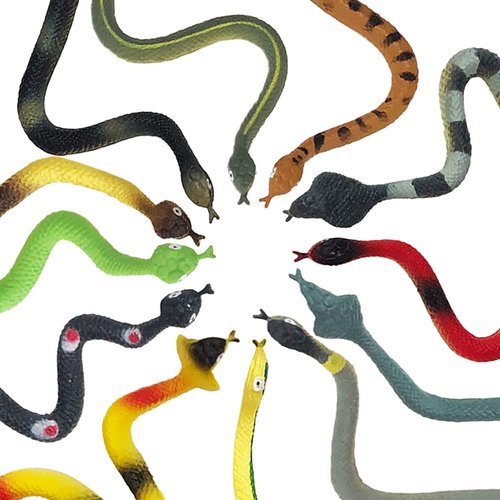 ArtCreativity Realistic Rainforest Rubber Snake Toys, Pack of 12, 8 Inches Long, Real Look Scales, Reptile Birthday Party Favors, Fake Prank Prop, Gift Idea for Boys and Girls