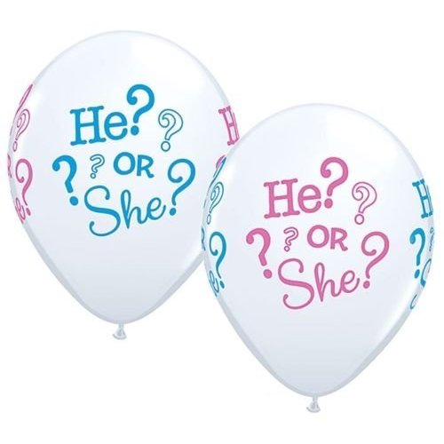 LOONBALLOON Gender Reveal Party Baby Shower HE OR SHE ? BOY Girl (6) 11" Latex Balloons BUR