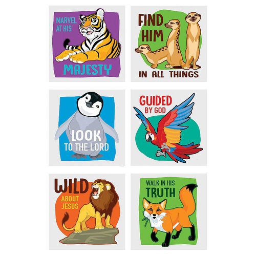 Fun Express Wild Encounters Vbs Temporary Tattoos - Apparel Accessories - Temporary Tattoos - Regular Tattoos - VBS Vacation Bible School Supplies/Decor - 72 Pieces