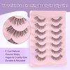Eyelashes Natural Cat Eye Lashes 14mm False Eyelashes with Thin Memory Band Volume Wispy Lashes Soft Strip Lashes C Curl Natural Eyelashes 7 Pair Lashes Pack EVENTILL