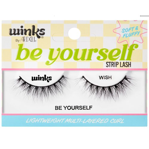Ardell Winks Be Yourself Lashes - Wish Style, Black Strip Lashes with Multilayered Curl, Full Volume, Natural Look, False Eyelashes, 1-Pair