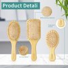 DEBETOOL Bamboo Hair Brush and Comb Set for Women Men and Kids,Natural Bamboo wood Wide-tooth brush and tail comb - Paddle Detangling Brush for Wet Dry Curly Hair