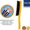 Giorgio Neon GION1O (7.75" Orange) Gentle Touch Detangler Hair Brush - Scalp Brush / Travel Brush Stimulates Hair Growth with Dual-Length Soft Nylon Bristles for Sensitive Scalps - Anti Static Brush