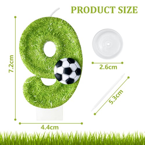 JonesLi 9th Birthday Candles，Soccer Birthday Decorations，Suitable for Girl and boy Cake Toppers, Wedding Cakes, Anniversaries, Party Celebrations, Birthday Decorations