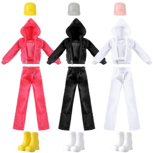 Geyoga 3 Set 12 Pcs Doll Clothes and Accessories Winter 12 Inch Doll Suit Doll Pants Shoes Sweater Outfits, Dolls are Not Included