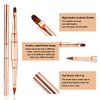 JERCLITY 5pcs Rose Gold Alloy Double-Ended Nail Art Brushes Set Nail Lace Brushes Round Flat Gel Builder Brush Nail Carving Pen Nail Liner Brush 3D Painting Brush Nail Design Tools for Acrylic Nails