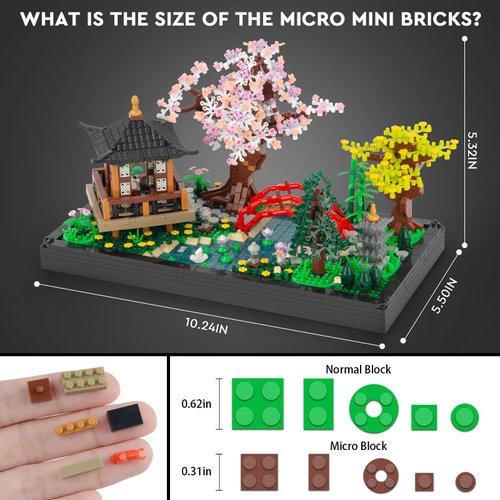 Finger Rock Cherry Blossom Bonsai Tree Building Set, Creative Japanese Tranquil Zen Gardens, Sakura Flowers and Plants Display Model Gift for Adults Teens 14+ (2280 PCS)