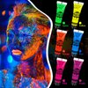 6 Color Glow in The Dark Face Paint, UV Blacklight Neon Hot Pink Face Body Paint, Glow In The Dark Under UV Lighting Party Makeup Washable, for Festivals Party Halloween Christmas(1/2FL.OZ)