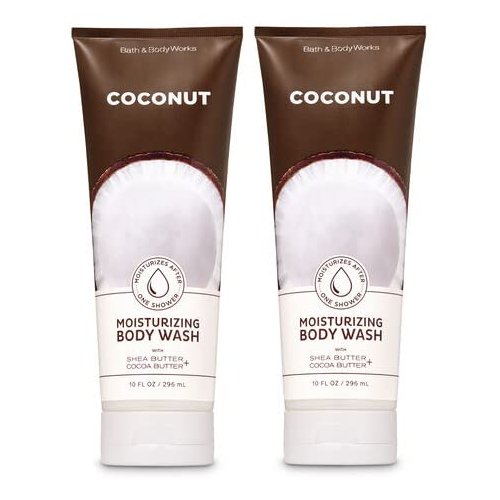 Bath and Body Work Moisturizing Body Wash with Shea Butter and Cocoa Butter 10 FL Oz / 296 ML - 2 Pack (Coconut)