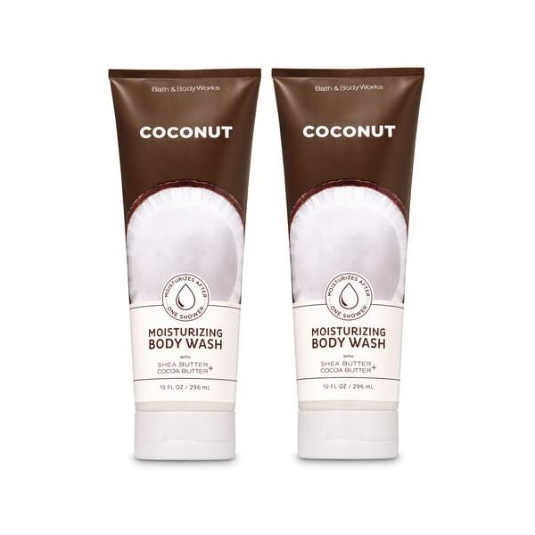 Bath and Body Work Moisturizing Body Wash with Shea Butter and Cocoa Butter 10 FL Oz / 296 ML - 2 Pack (Coconut)