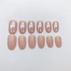 RUPOFUZA Almond Press on Nails Short Round Fake Nails Chrome Gloss False Nails with Glitte Powder Designs Acrylic Nails Press on Artificial Nails Stick on Nails for Women 24Pcs