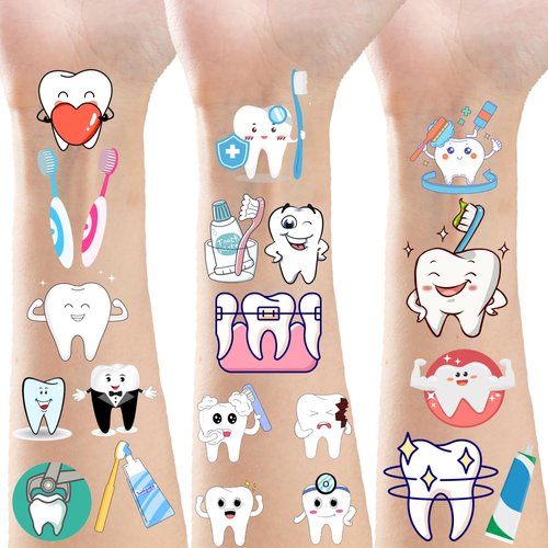 ATSMOICY 380 Tooth Temporary Tattoos Stickers Dental Hospital Dental Health Party Brush One&#39;s Tee...