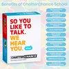 ChatterChance School: Conversation Card Games - Learning Educational Fun Game for Kids Teens Teacher Classroom for Elementary & Middle School - 80 Thought Provoking Cards - Therapy Supplies