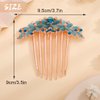 Aimimier Vintage Flower Rhinestone Hair Side Combs Elegant Long Teeth Hair Pins Wedding Bridal Hair Accessories Prom Party Hair Jewelry for Women and Girls(Blue)