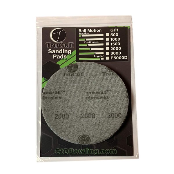 TruCut Sanding Pads | 3 pack | 500, 1000, 2000 grit | 5" Diameter | Sanding Pads Made for Bowling Balls | Surface Management | Bowling Ball Restoration | Bowling Supplies & Accessories