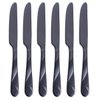 Seeshine Black Dinner Knife Set, 9.2-inch Stainless Steel Shiny Black Dinner Table Knife Silverware, Set of 6