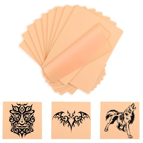 Blank Tattoo Skin Practice,Honsnks 10pcs 8x6 Inch Double Sided Fake Skin, Tattoo and Eyebrow Pattern Practice Skin,for New Tattoo Artists and Professionals