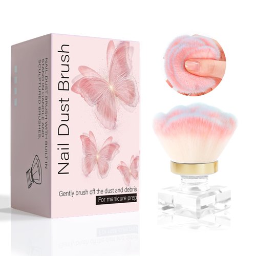 ANGNYA Nail Dust Brush for Acrylic Nails, Pink Rose Soft Brush Nail Art Dust Powder Remover Makeup Brushes Manicure Brush Clean Up Tools Nail Art Brush