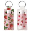 OLYCRAFT 2pcs Lipstick Holder Keychain Strawberry Lip Balm Holder Pink Rubber Lipstick Keychains Portable Lipstick Holder Bags Leaf Flower Lipstick Sleeve Travel Key Ring Holder for Lipstick Chapstick